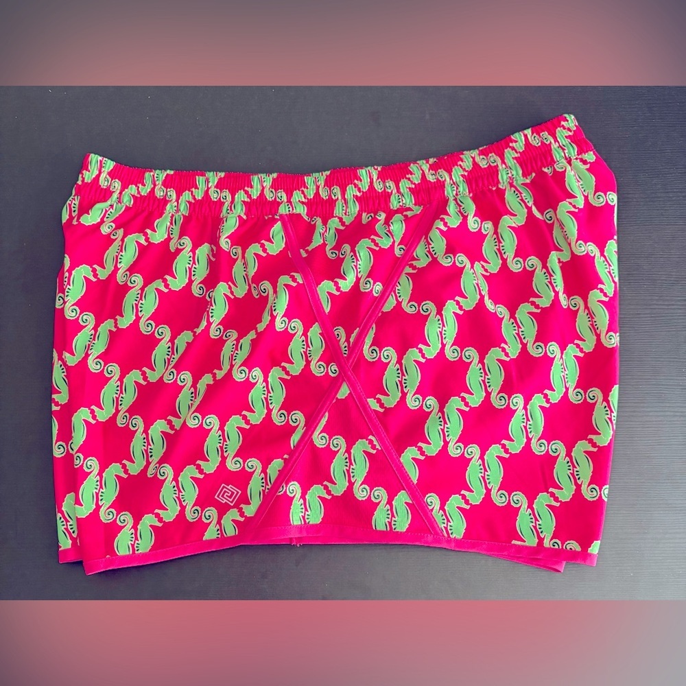 Zelos Bright Pink Shorts with Green Seahorses Women’s Size XL EUC
